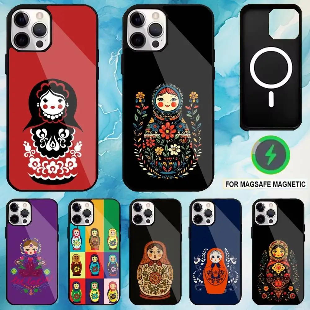 

Russian Art Matryoshka Phone Case For iPhone17,16,15,14,13,12,11 Plus,Pro Max Magnetic For Magsafe Wireless Charging