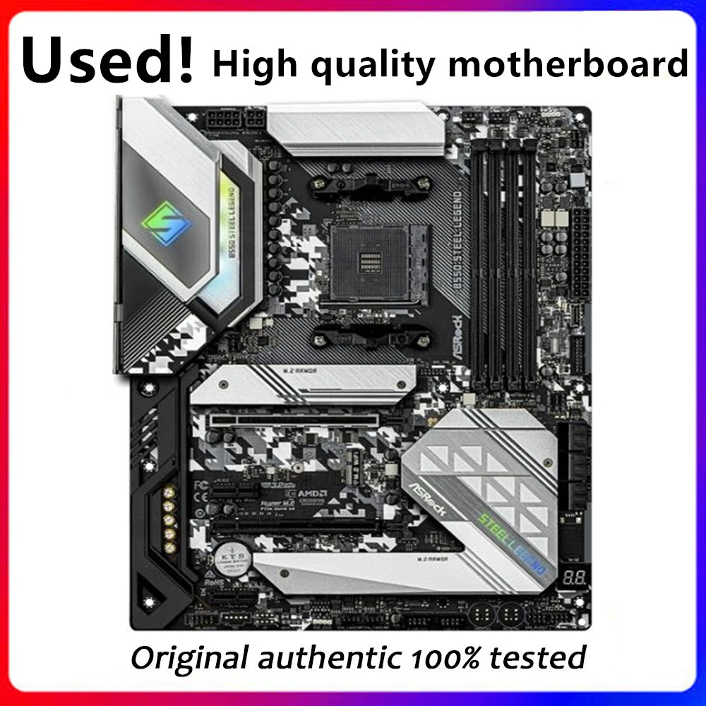 For ASRock B550 Steel Legend B550A ATX Used Motherboard Socket AM4 B550 DDR4 128GB Original Desktop PCI-E 4.0 M.2 Nvme Mainboard