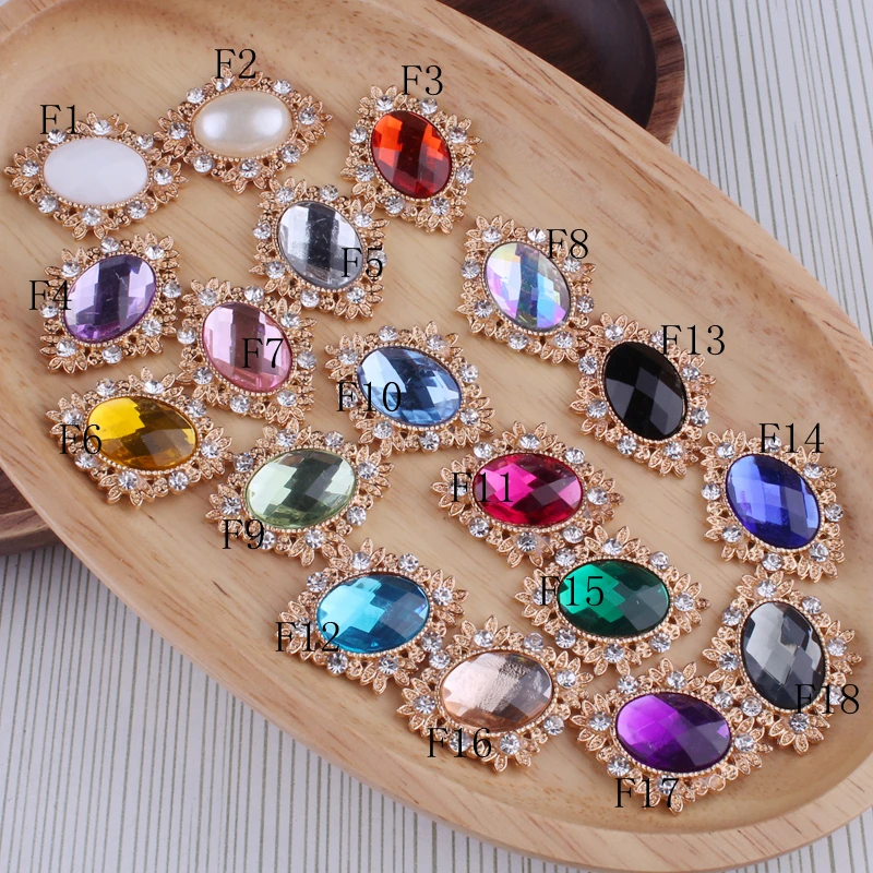 120pcs/lot 18 colors Bling Horse Eye Decorative Flatback Crystal Buttons for Hair Accessories Metal Rhinestone Buttons for Craft