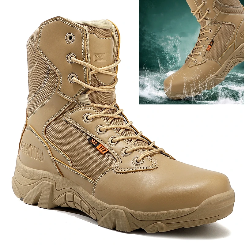 Golden Sapling Plus Size Men's Combat Dersert Boots Fashion Waterproof Man Outdoor Tactical Ankle Boot Leisure Hiking Shoes Male