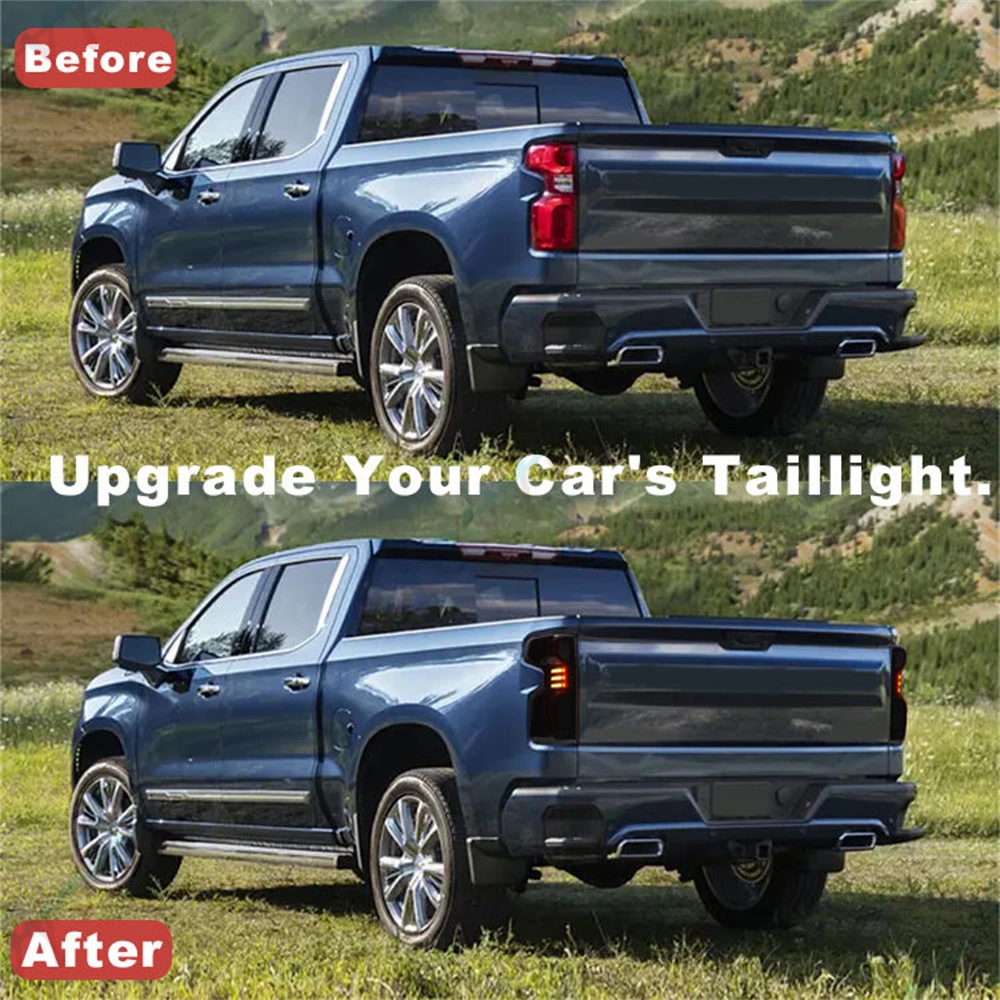 Pair LED Taillights For 2019 - 2025 Chevy Chevrolet Silverado 1500 2500 3500 HD Taillamp Rear Lamp Brake Fog Turn Signal Light