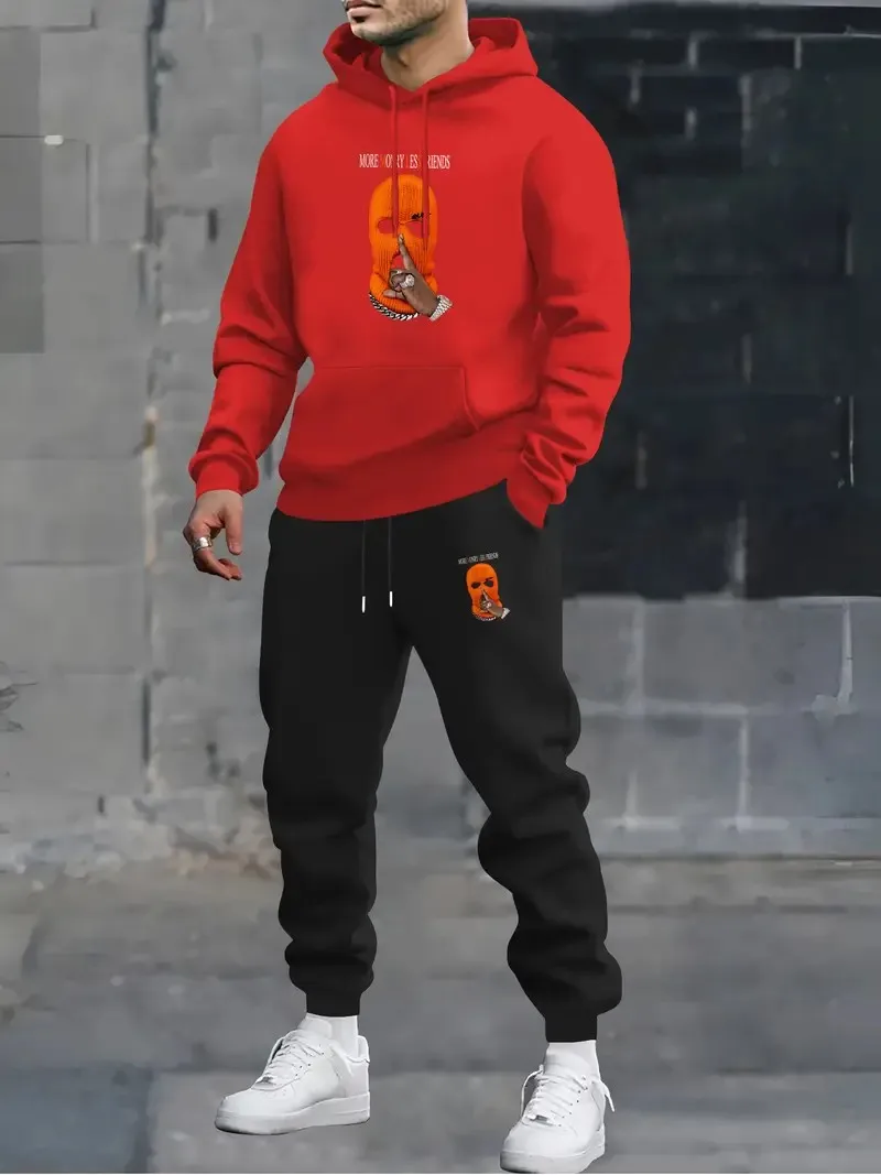 

The 2025 autumn new 3D printed comfortable and casual men's outdoor sports sweatshirt and sweatpants set