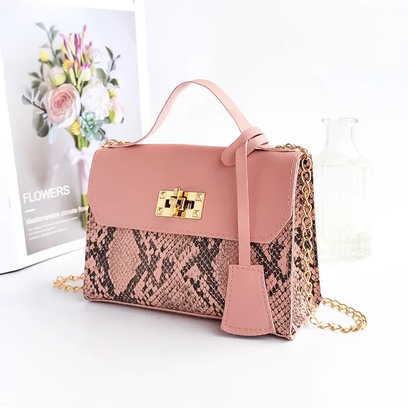 Retro Snake Pattern Women\'s Handheld One Shoulder Crossbody Bag Mobile Phone Bag Korean Fashion Small Square Bag