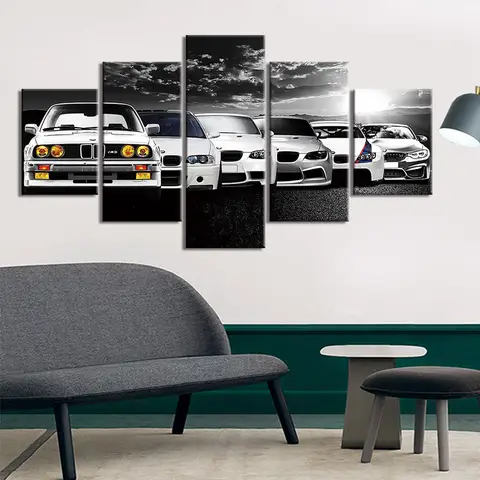5 pezzi di auto di lusso arte della parete tela poster retro auto decorazione pittura soggiorno immagine camera da letto carta da parati decorazione della casa senza cornice