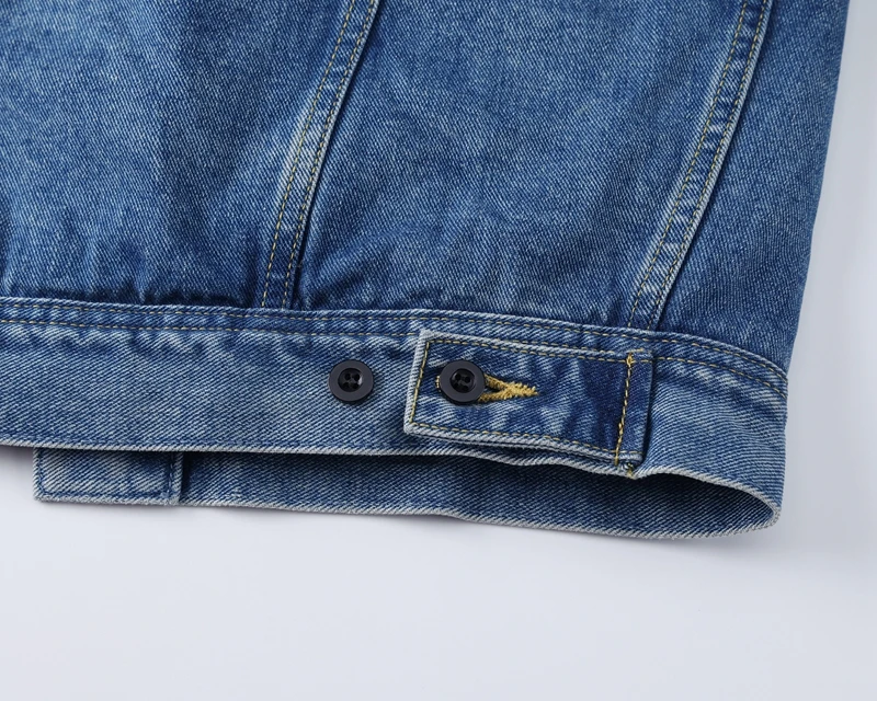 Sherpa-gefütterte Jeansjacke mit Patchwork-Kordkragen, Fleece-Cargojacken für Herren, Vintage-Waschung, Oversize-Warm-Jeansmantel für den Winter – Detail 11