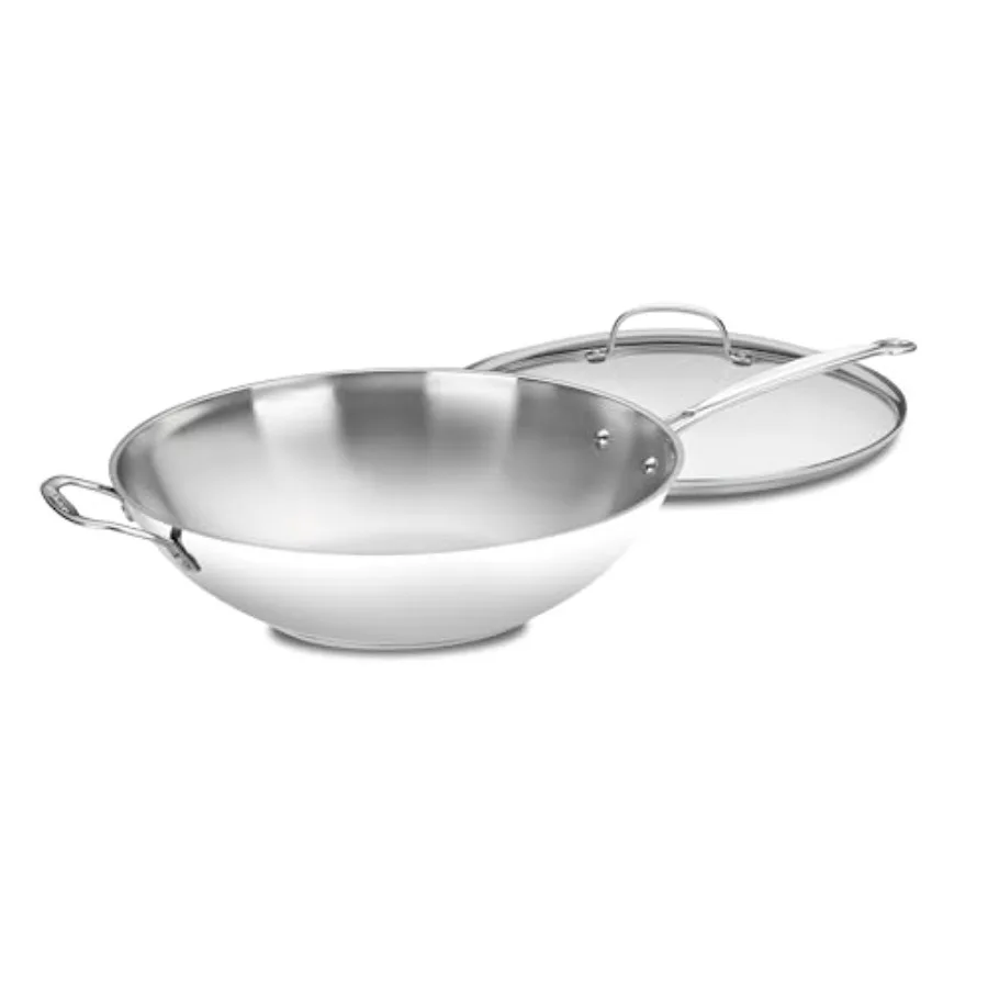 

14-Inch Stir-Fry Pan Helper Handle and Glass Cover Chef's Classic Stainless Steel 726-38H