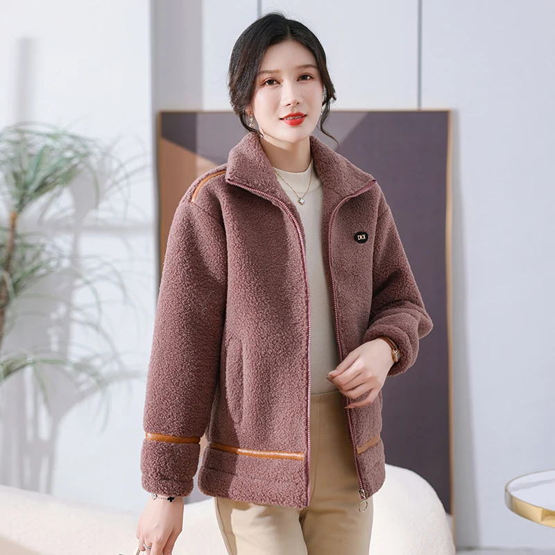 

Thick Lamb Wool Coat Women Jacket Winter New Fleece Fluffy Jacket Fur All-in-one Short Warm Jacket Coat