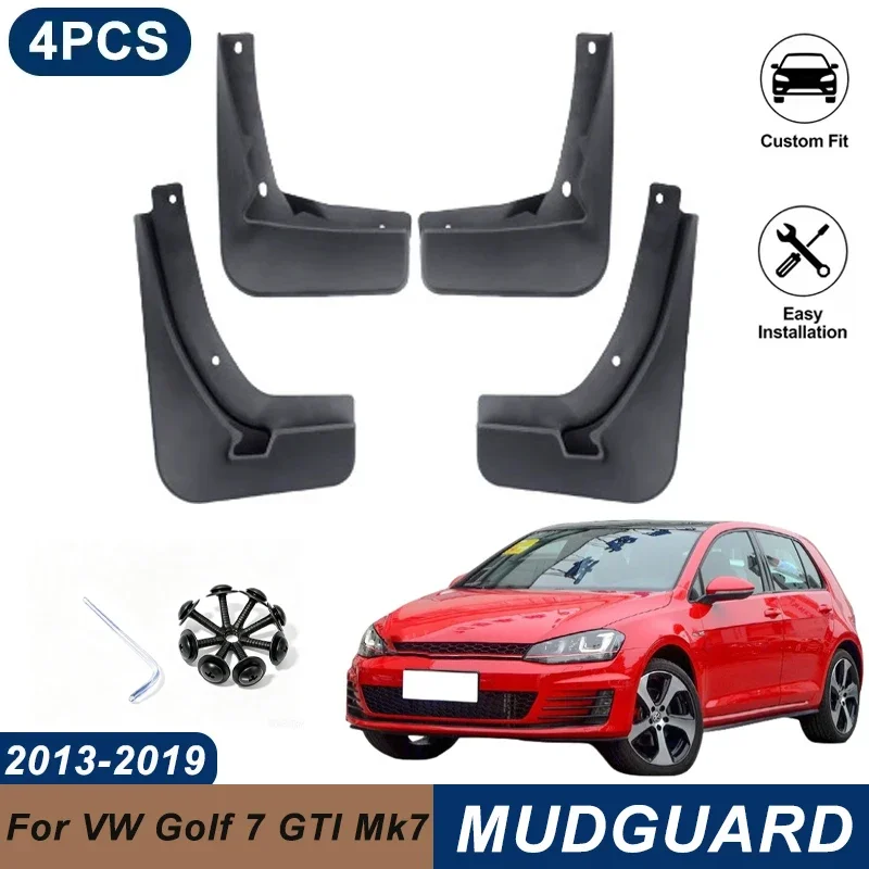 4PCS Car Mud Flaps For Volkswagen Golf 7 GTI Mk7 2013-2019 Waterproof Anti-Splash Fender Mudguards Auto Exterior Accessories