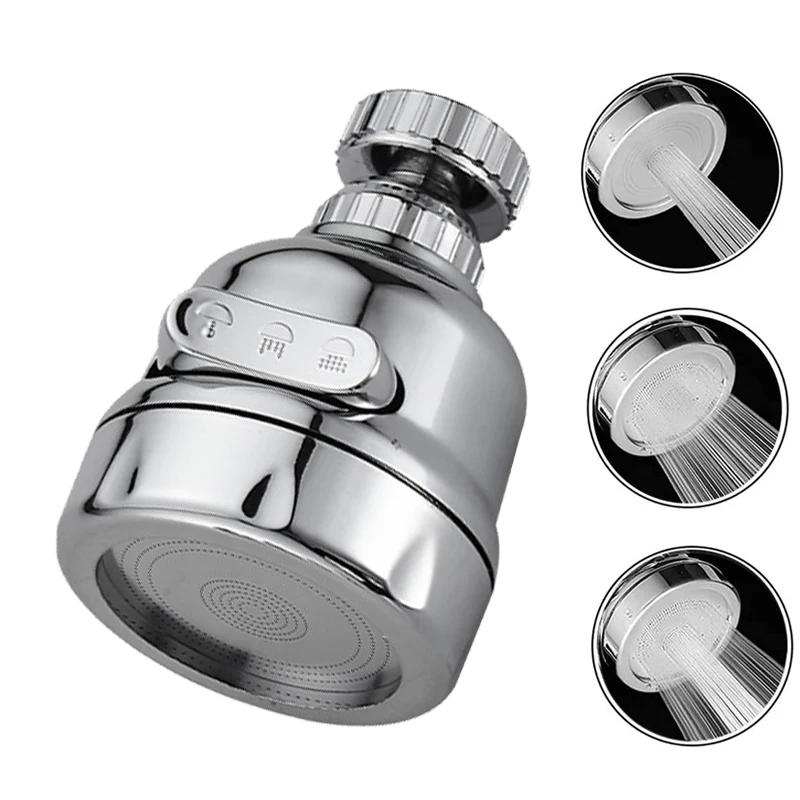 Kitchen Faucet Adapter 3 Modes Tap Splash Filter Nozzle Bathroom Water Saving Bubbler Home Faucet Extender Diffuser 360° Rotatin