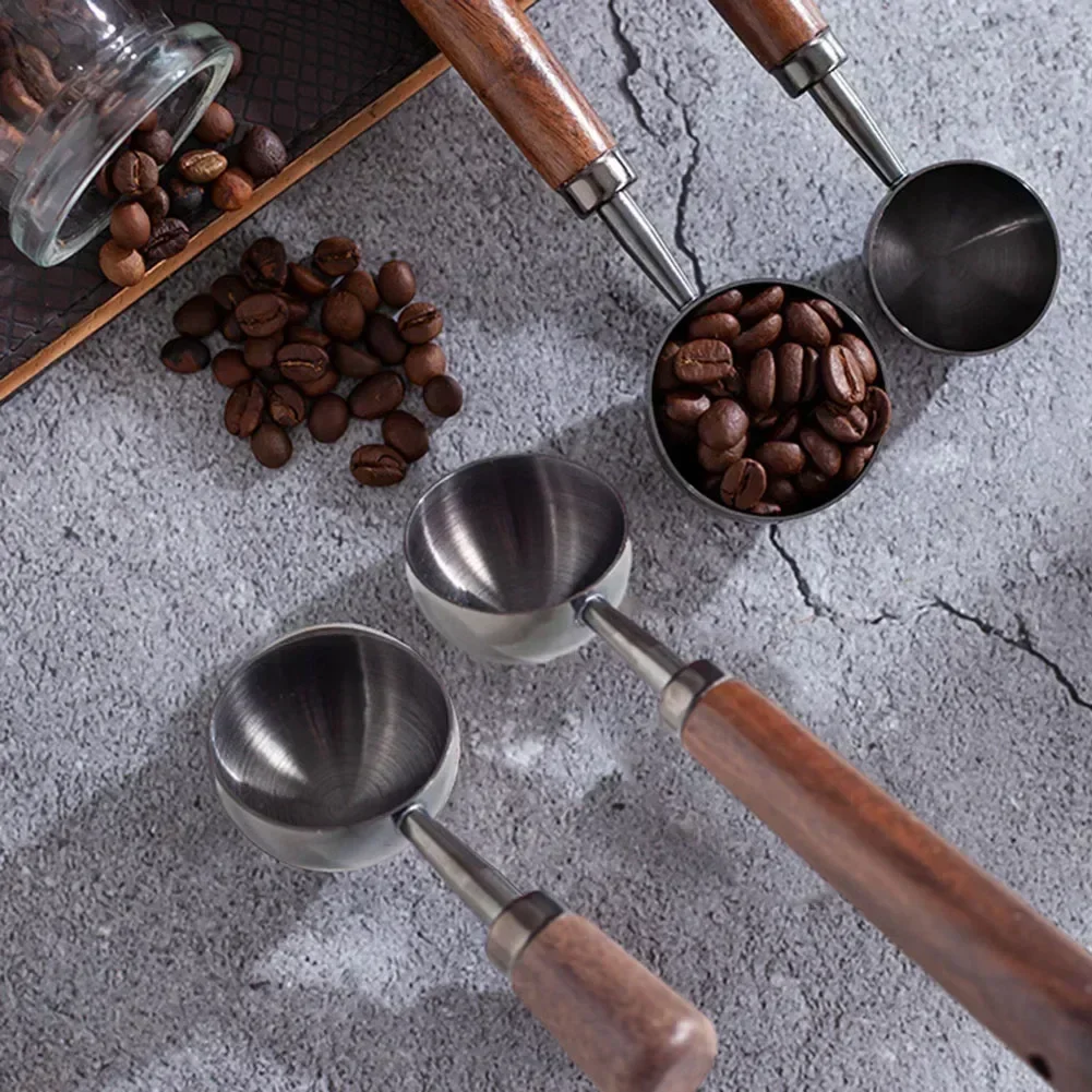 1 Pcs Walnut Wooden Measuring Spoon Scoop Coffee Beans Bar Kitchen Home Baking Tool Measuring Cup Measuring Tools For Kitchen
