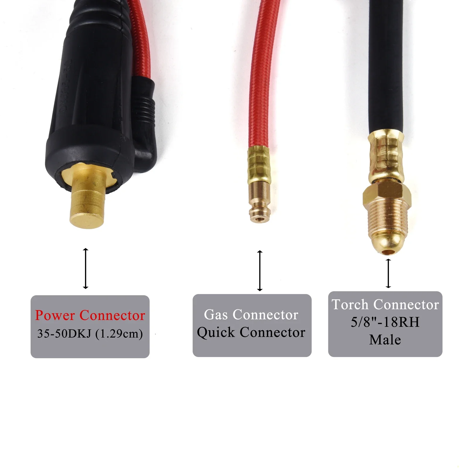 3.8M/6M WP26 Quick Connect TIG Welding Torch Gas-Electric Integrated Rubber Hose Cable Wires 35-50 Euro Connector 12.5FT