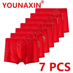 7 Pieces Big Size Men's Red Boxers Briefs Cotton Undies Underwear Breathable Marriage Panties L XL 2XL 3XL 4XL New Year Gifts