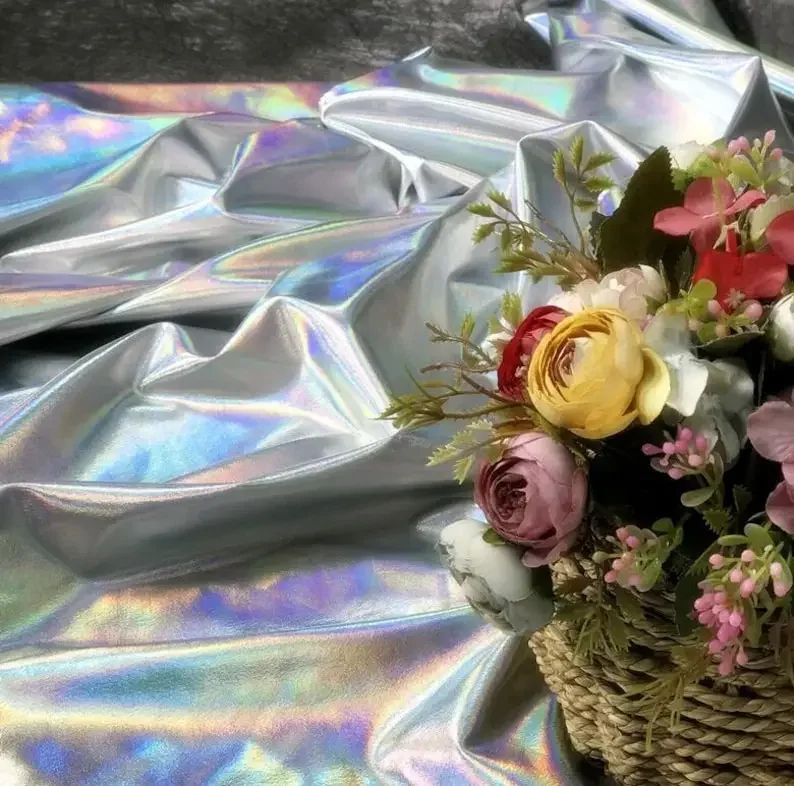 Soft Reflective Fabric Rainbow Reflective Fabric,Designer Fabric, Coated show dress fabric Halloween Costume 1 yards - Image 4