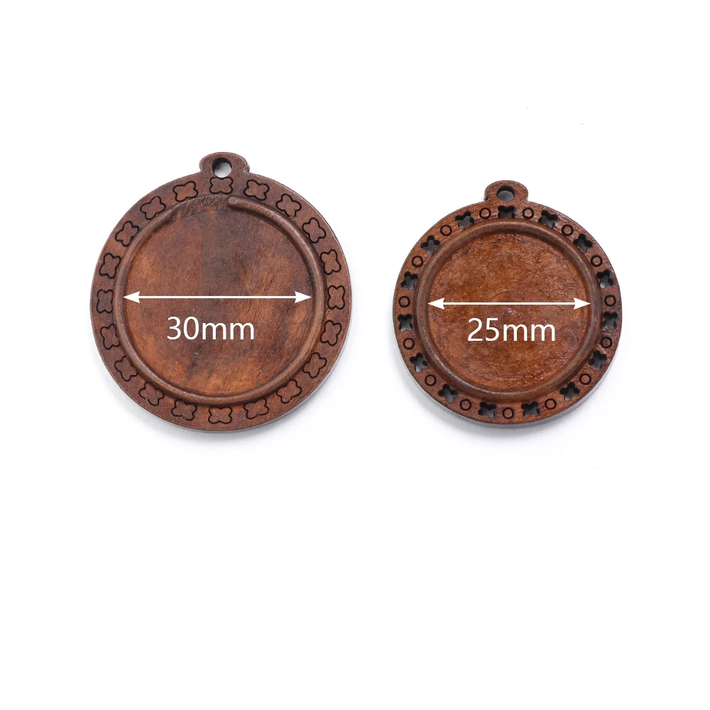 5pcs/lot Wood Cabochon Settings Blank Cameo Pendant Base Trays Wooden Pendant Base For DIY Jewelry Making Earrings Necklace