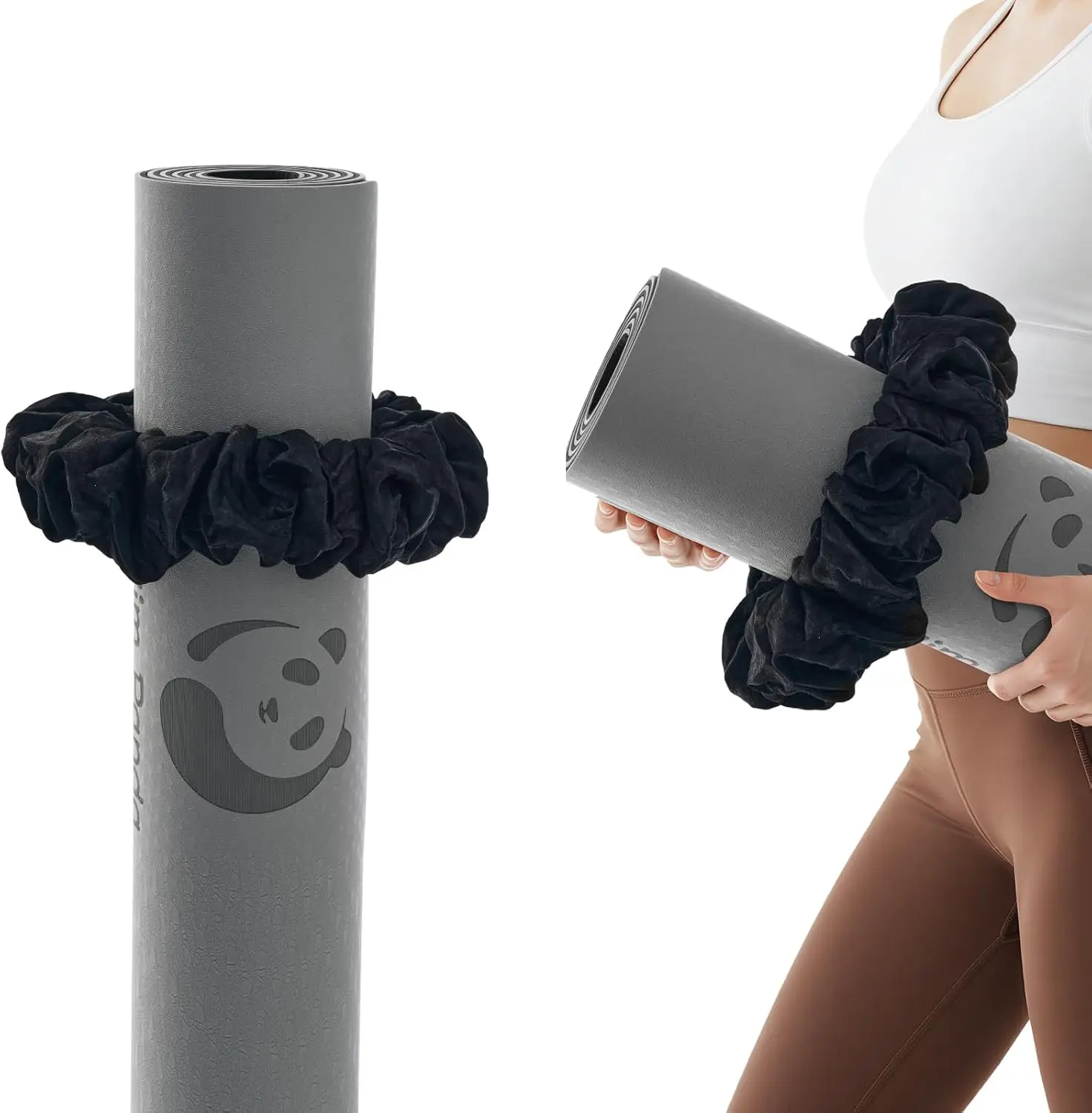 

Резинка для коврика для йоги Slim Panda, эластичный держатель из велюровой ткани для всех стандартных ковриков
