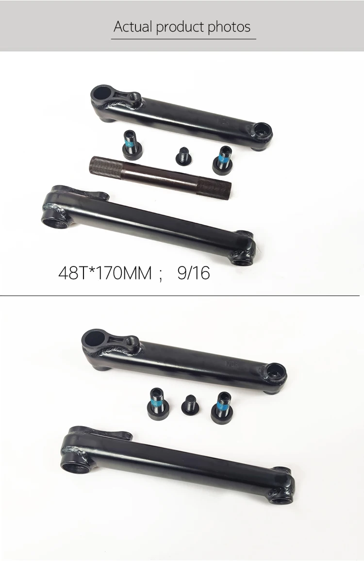 BMX BIKE Crankarm Chrom Schwarz CRMO Stahl 48T*19MM*170MM 9/16 Mid BB/ Euro BB/ Spanisch BB/ American BB – Detail 4