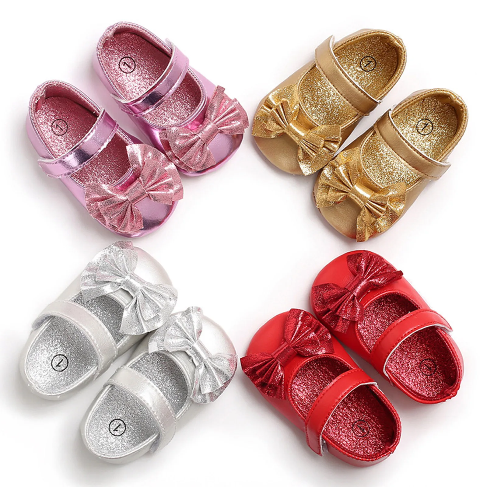 0-18M Newborn Baby Girls Princess Shoes Cute Bow Soft Soled Crib Shoes Casual Infant Walking Shoes