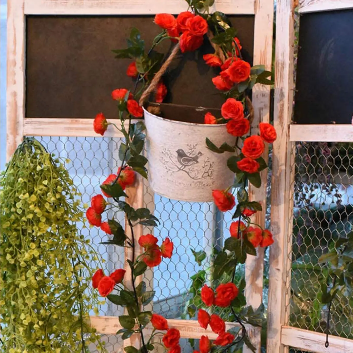 180Cm 69 Heads Rose Artificial Flower Garland Wedding Wreath Festival Home Room Decoration Garden Arch Decor DIY Fake Leaf Vine