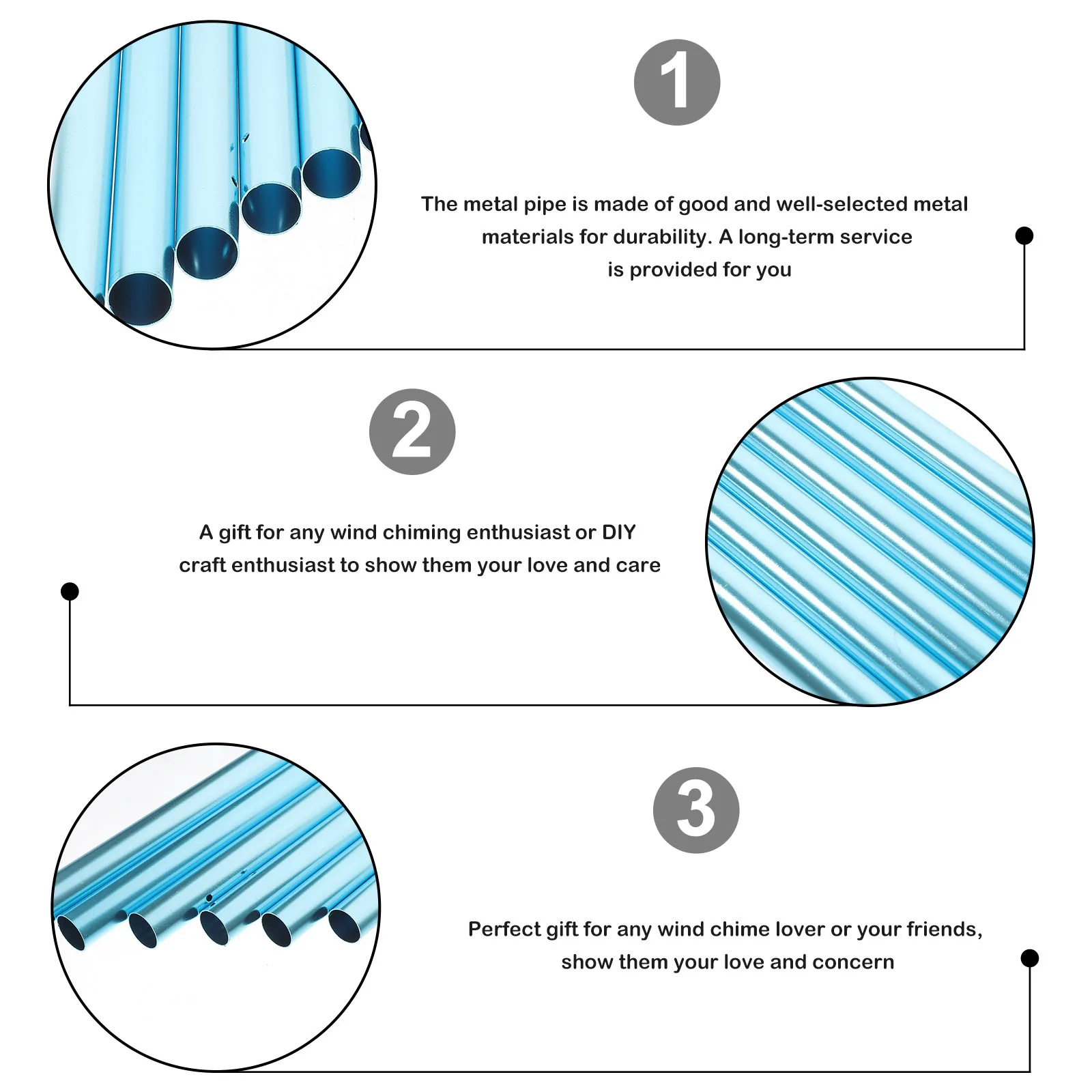 

6Pcs Metal Wind Chime Tubes Rust Resistant Durable Hollow Decorative Garden Patio DIY Craft Enthusiast Gift Wind Chime Tubes