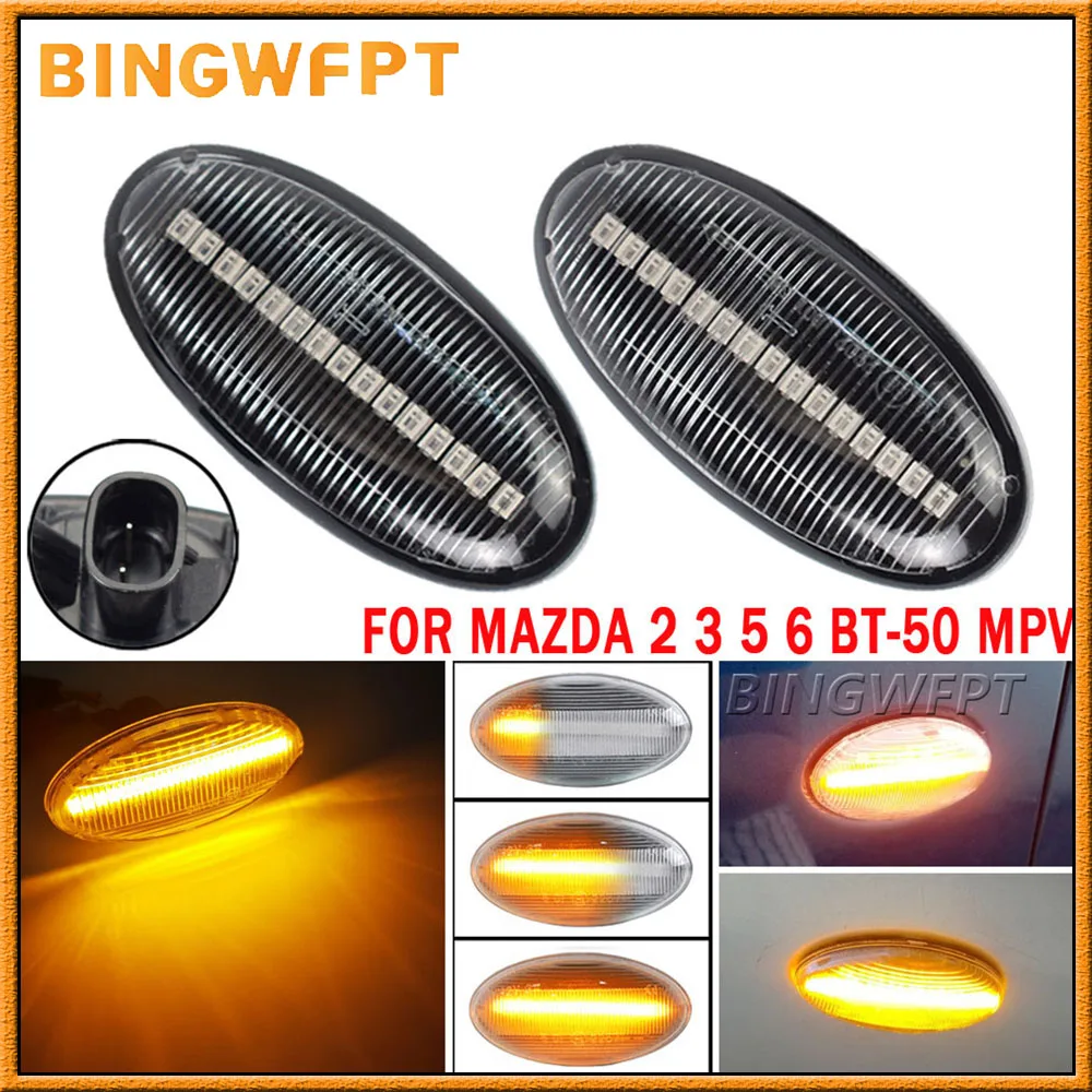 

Светодиодные передние боковые габаритные огни поворота автомобиля, динамические мигалки для Mazda 2 3 5 6 DY DE DH BK BL CR19 GG1 GY BT-50 MPV 2 12 В