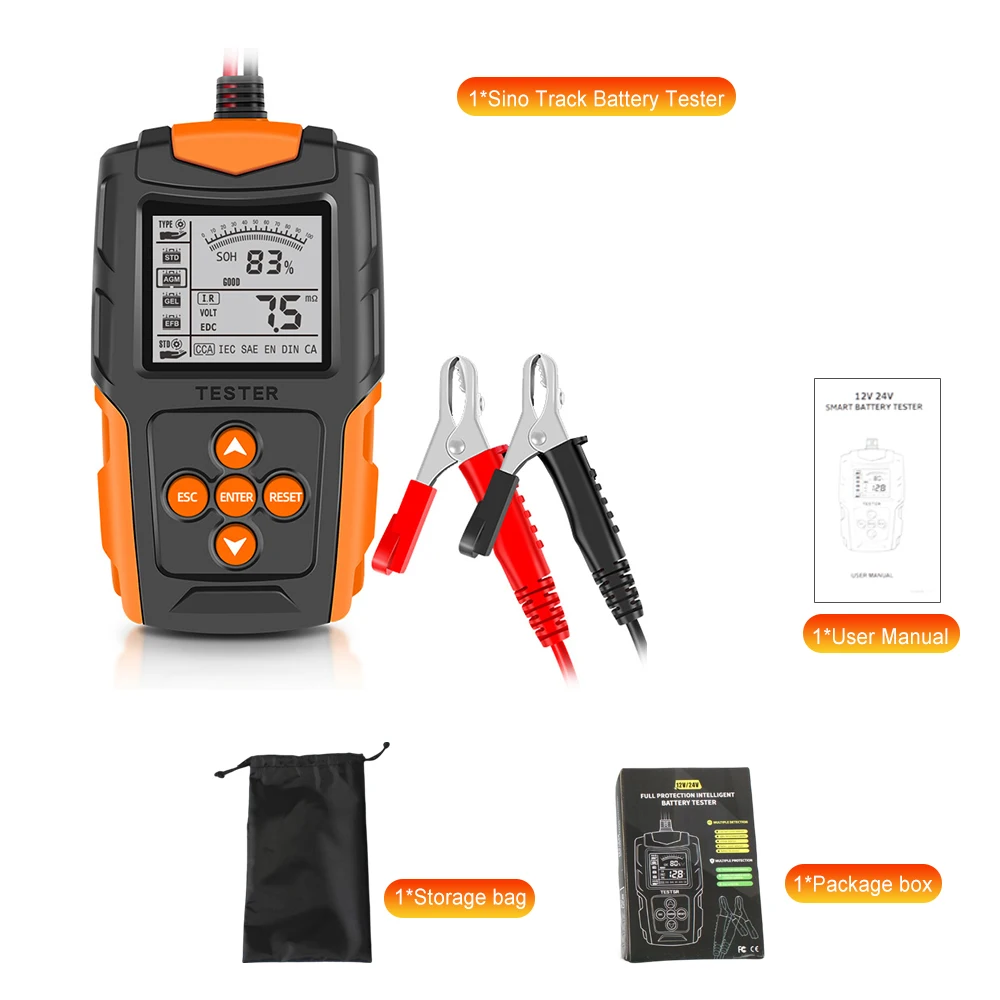 DM 12V 24V Tester akumulatora samochodowego pomarańczowa ładowarka z analizatorem LCD narzędzie diagnostyczne żel AGM WET CA sola Batterie CCA IR