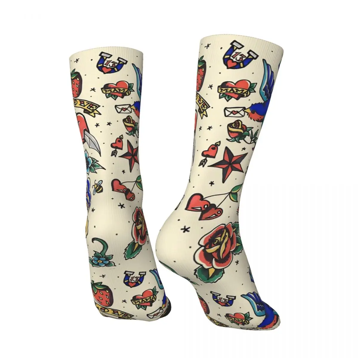 خمر النمط التقليدي فراشة الوشم جوارب Kawaii الجوارب الخريف عدم الانزلاق الجوارب الكبار الرجال الجري تنفس الجوارب