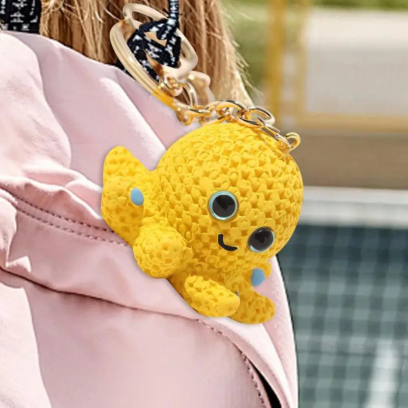 Porte-clés pieuvre 3D, breloque pour sac à dos, pendentif animal marin, pour filles et garçons adultes