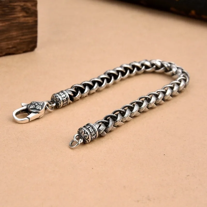 BOCAI 2022 100% Pure s925 Silver Jewelry Domineering Thick Hip-Hop Style Trendy Men's Bracelets High-Quality Gifts