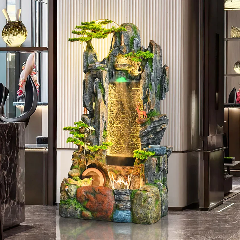 

Chinese rockery flowing water ornament circulating water living room courtyard floor water curtain, landscape decoration, gifts