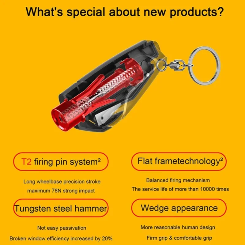 Car Emergency Hammer Alloy Mutifunction Emergency Windows Glass Breaker Safety Belt Cutter Keychain Self Rescue Tool