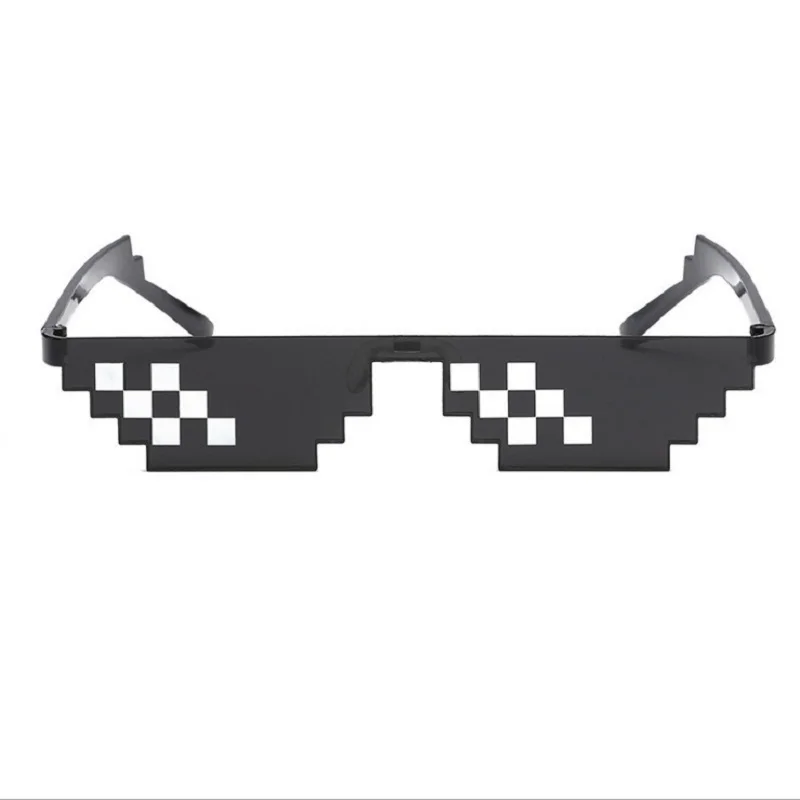 1PC NEW Mosaic Sunglasses Trick Toy Thug Life Glasses Deal With It Glasses Pixel Black Mosaic Sunglasses Cool Jokes Funny Toys