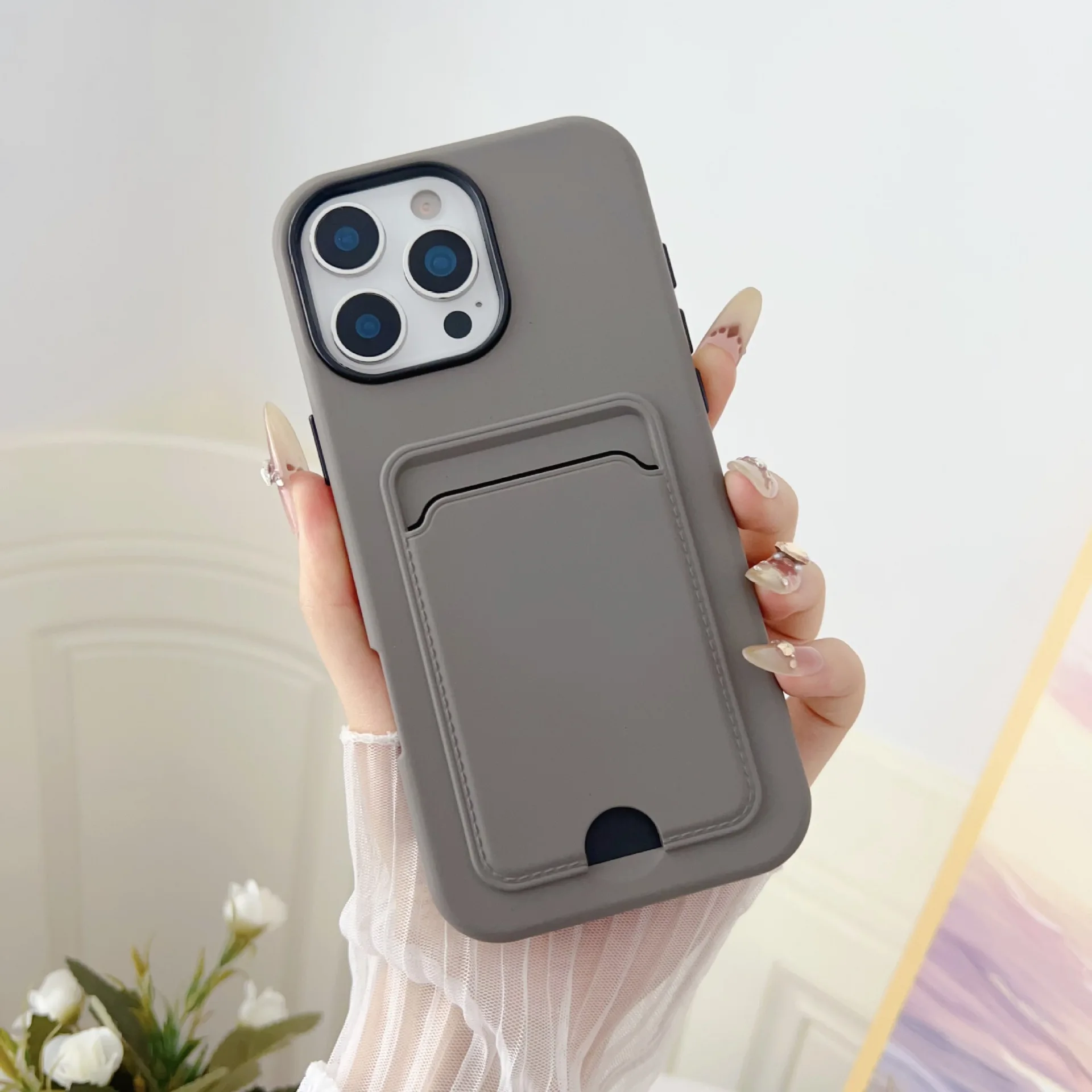 Bonbonfarbene Brieftasche mit Kartensteckplatz-Halterung, Schutzhülle für iPhone 17 Air 16e 16 Pro Max 15 14 Plus 13 12 11, stoßfeste Abdeckung – Detail 8