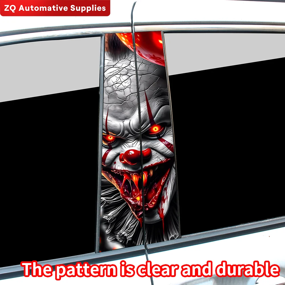 Horror Clown Car Stickers Waterproof DIY Auto B-pillar Protective Decoration Cover Scratches Universal Vehicle Decals Accessorie