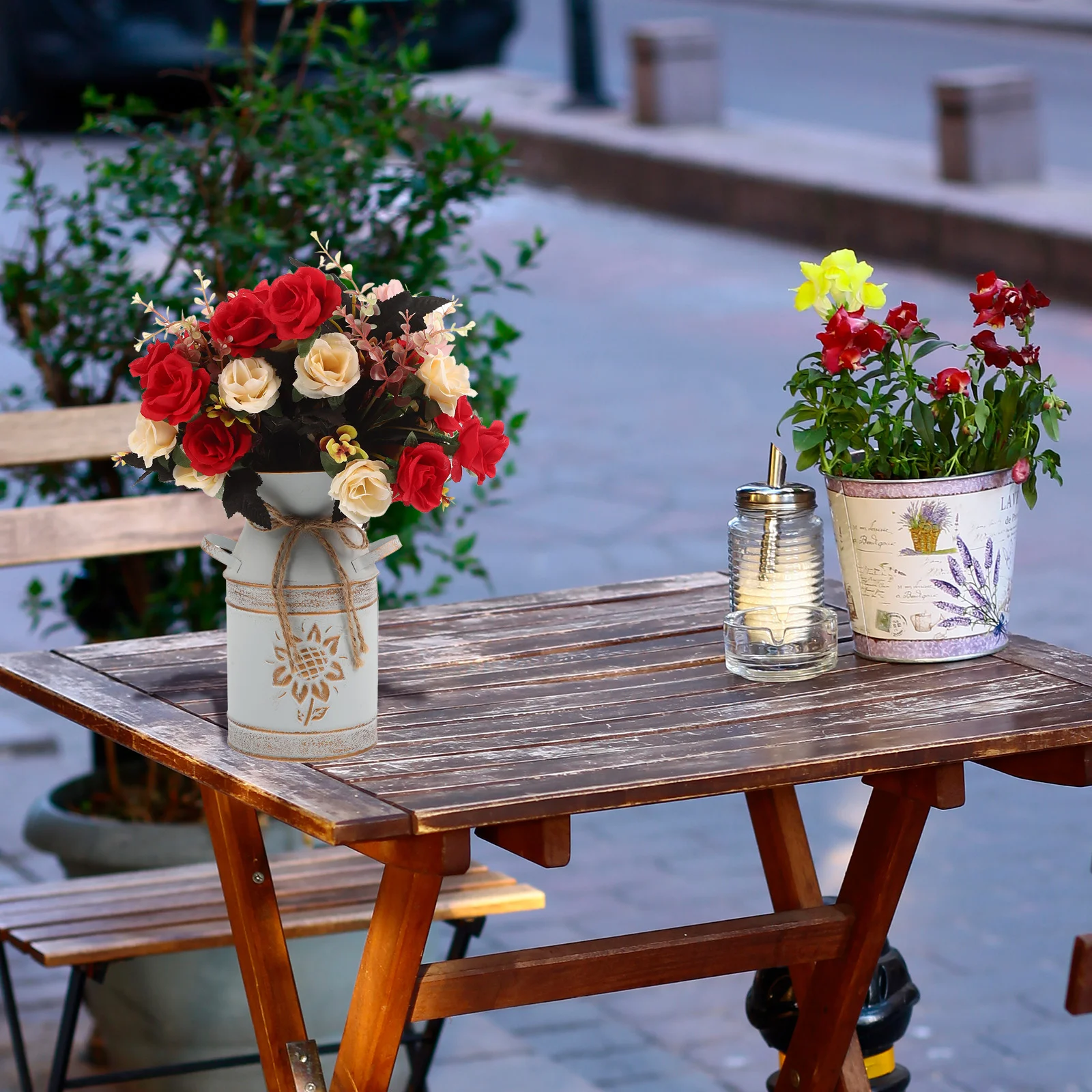 Milk Can Vase Flower Pot for Flowers Metal Bucket with Handle Iron Small Rustic Tin Buckets Planter