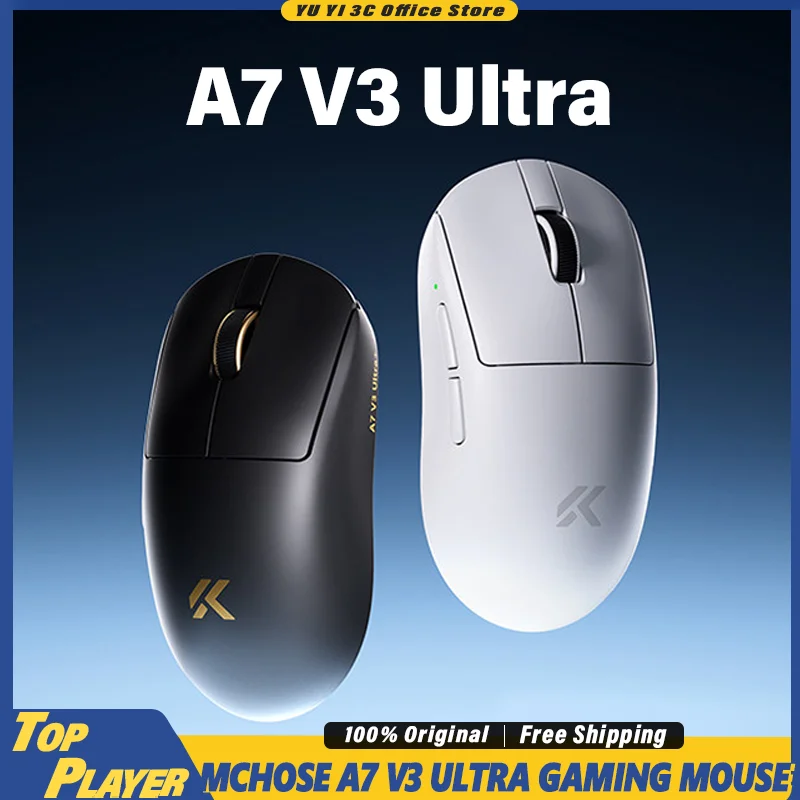 MCHOSE A7 V3 Ultra Gaming Mouse PAW3955 TI Nordic54L15 8K Polling Rate Support Magnetic Charging BT 2.4G Wireless