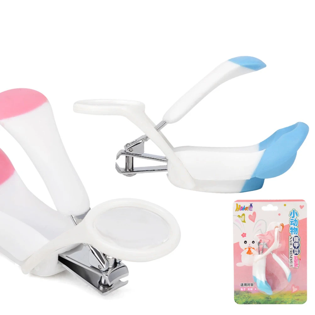 1pcs Pet Nail Clipper Stainless Steel Plastic Magnifying Glass Non-Slip Handle For Hedgehog Hamster Rabbit Guinea Pig Grooming
