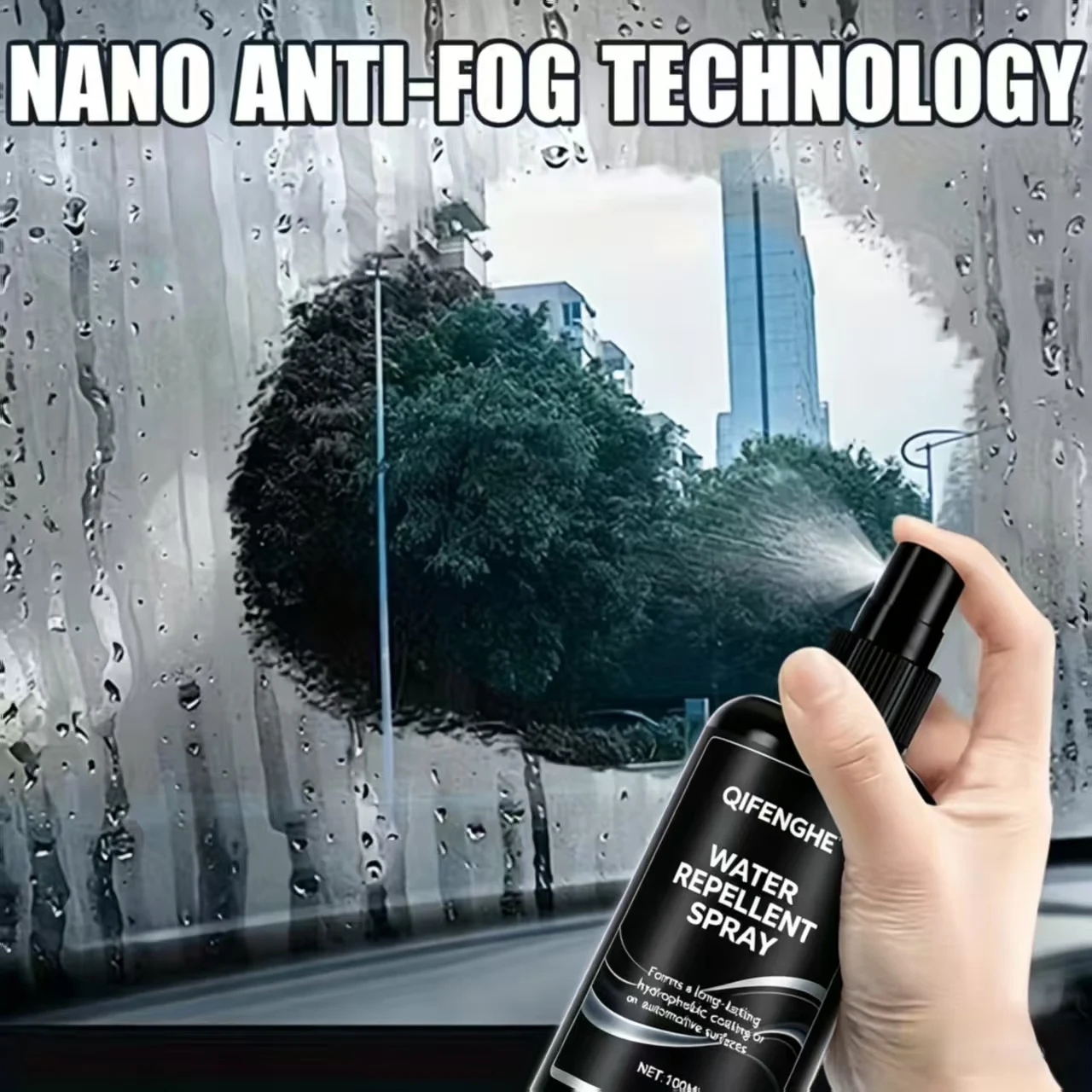 100ML Car Water Repellent Spray, Long-Lasting Hydrophobic Coating for Windshield Windows & Exterior Parts, Water Beads Up & Roll