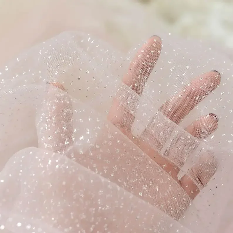 8 colors Glitter silver lace fabric sequin Glitter soft tulle For Girl Dress Tutu Dress Wedding Dress Bridal Veil 1 Yard