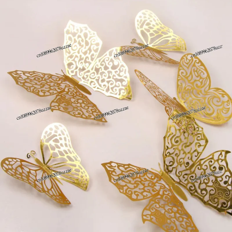 Metal Hollow Butterfly, Simulated Butterfly, Three-dimensional Texture Home Wall Sticker Wedding Decoration 3d Three-dimensional