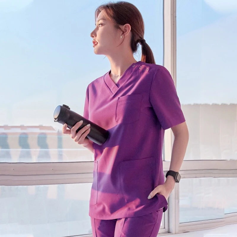 

Korean Sle ort Sve Hand Waing Clothes Elastic Care Postpartum Gown Dentist Office Work orm Nurse Suit