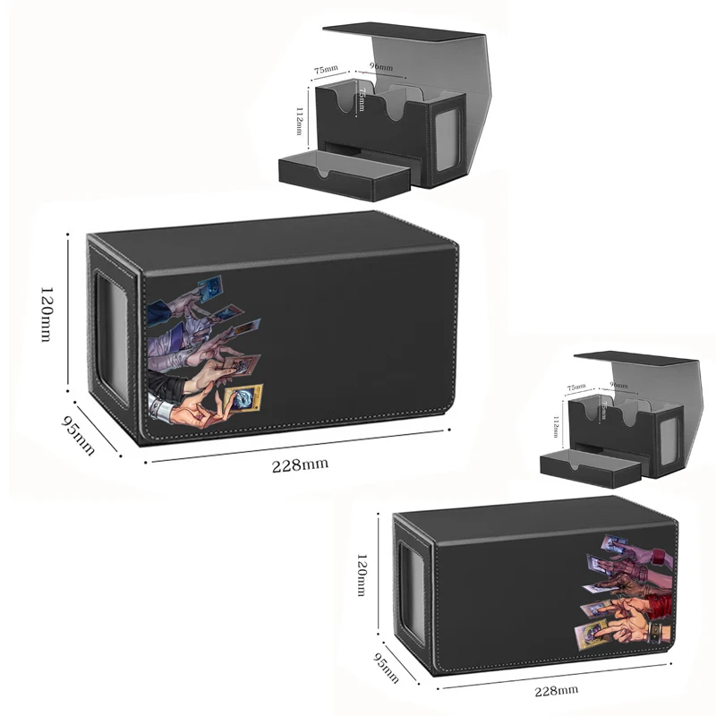 

Leather Figures Anime Game Collection Storage Box Yugioh Card Case Red-Eyes Black Dragon Blue-Eyes White Dragon Black Magician