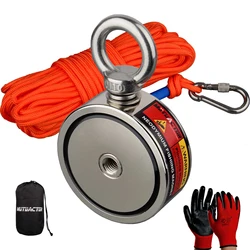 180KGX2 Powerful Double Side Search Magnet 15M Rope Strong Salvage Fishing Magnetic Detect Lift Holder