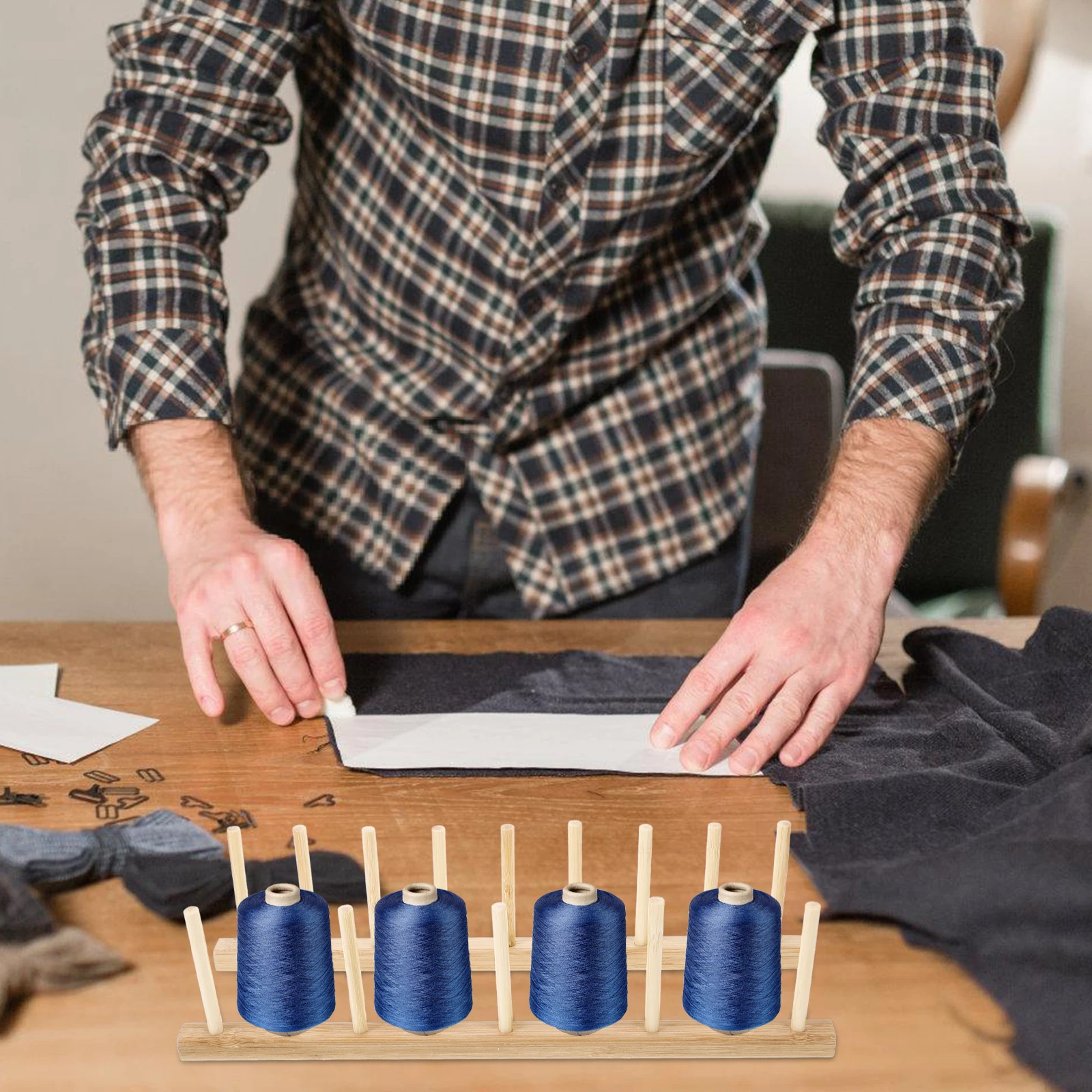 

Wooden Thread Rack Small Lightweight Spool Holder For Sewing Embroidery Quilting Durable Wood Thread Organizer Storage