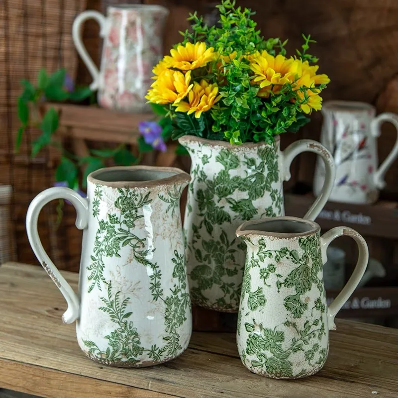 

Ice Cracked Ceramic Vase Handmade Vase Bohemian Art Home Decoration Suitable for Living Room Office Fresh Dried Flower Display