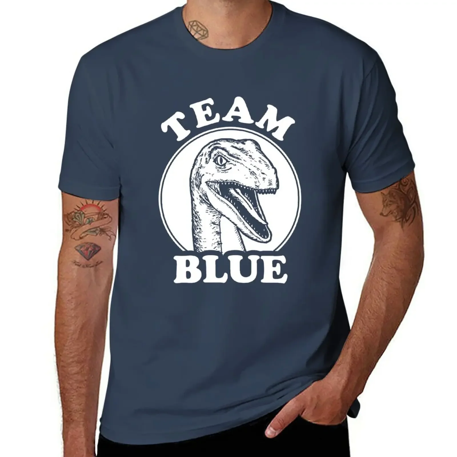 Team Blue Raptor T-Shirt korean fashion graphics blanks Men's t-shirts