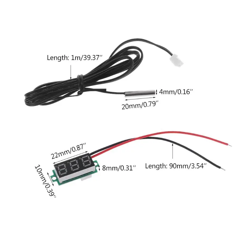 Termómetro digital de 0,28" con sensor impermeable de metal NTC para agua de estanque 94PD