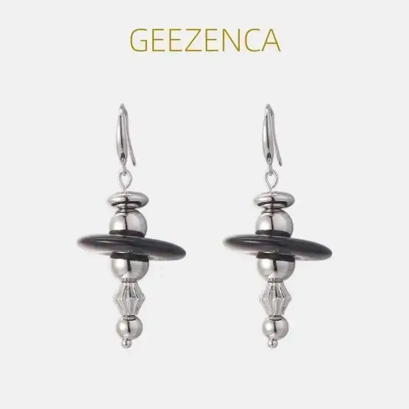 

GEEZENCA 925 Sterling Silver Layered Black Agate Dangle Earrings For Women Clearance Limited Stock First Come First Get