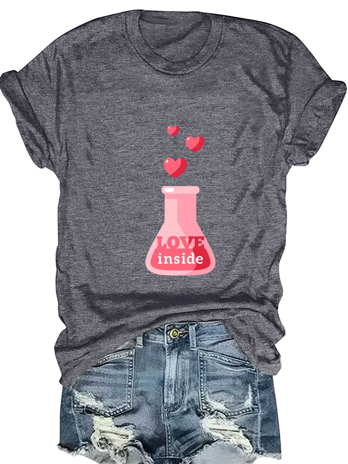 

Fashionable Geometric Print round Neck Short Sleeve Women's Top Trendy Printed T-Shirt