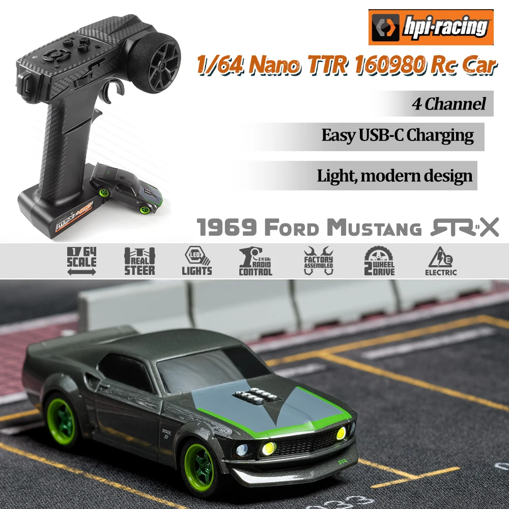 

HPI Racing 1/64 Nano 160980 MINI Drift Car Flat Running Racing 2.4GHZ Remote Control 4 Channel RTR Toy Cars for Adult Children's