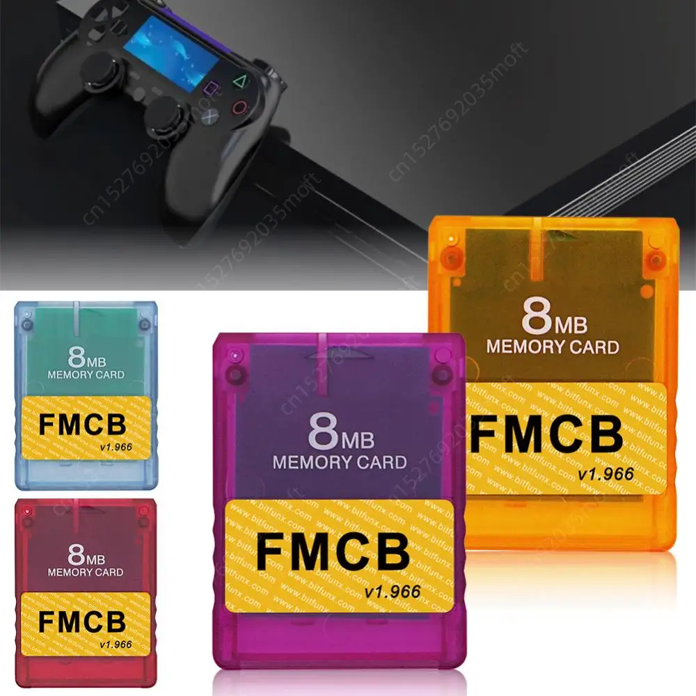 بطاقة ذاكرة الألعاب قذيفة شفافة ، 8 ميغابايت ، 16 ميغابايت ، 32 ميغابايت ، 64 ميغابايت ، OPL Free Mcboot ، V1.966 بطاقة ذاكرة لـ PS2 FMCB
